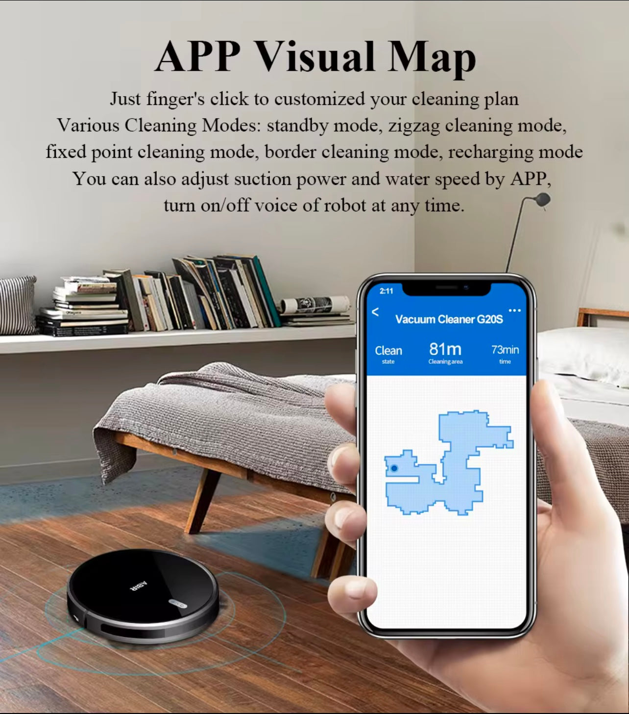 ABIR Intelligent Robotic Vacuum with Auto-Charging & Smart Navigation