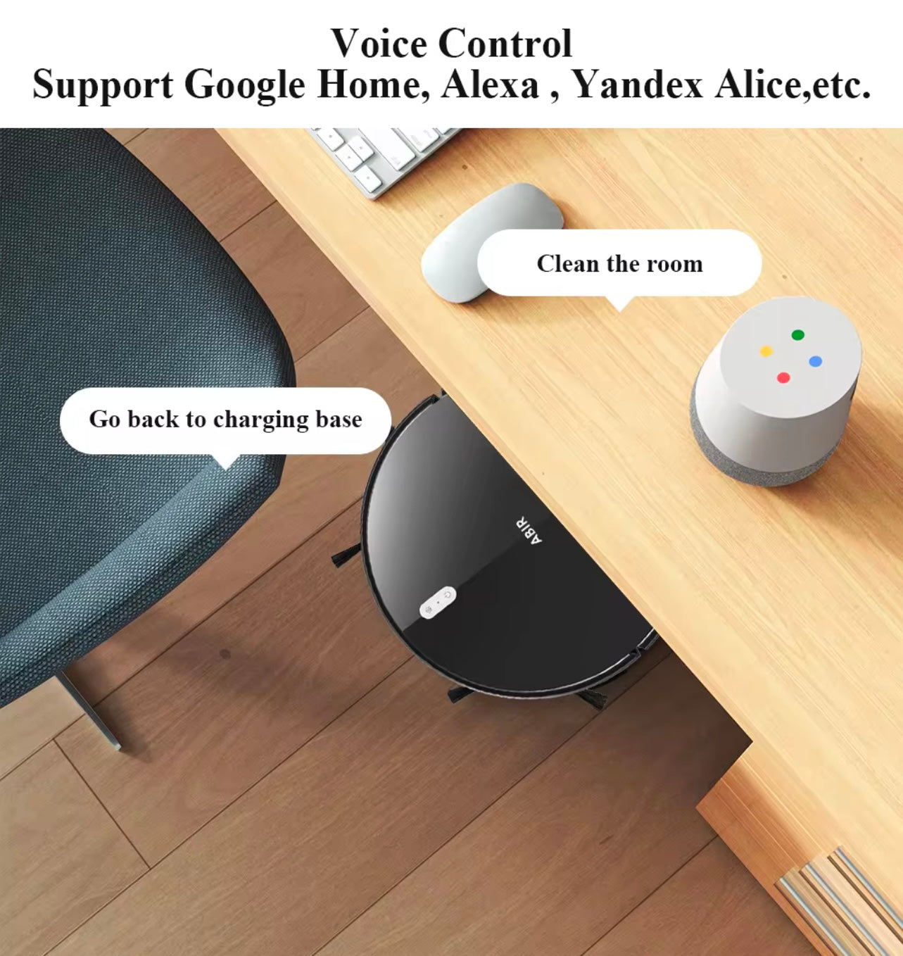 ABIR Intelligent Robotic Vacuum with Auto-Charging & Smart Navigation